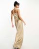 Six Stories Six Stories Bridesmaids cowl front satin slip dress in champagne-Gold - 4