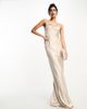 Six Stories Six Stories Bridesmaids cowl front satin slip dress in oyster-White - 3