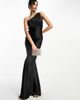 Six Stories Six Stories Bridesmaids one shoulder satin maxi dress in black - 1