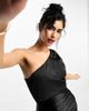 Six Stories Six Stories Bridesmaids one shoulder satin maxi dress in black - 2