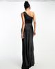 Six Stories Six Stories Bridesmaids one shoulder satin maxi dress in black - 3