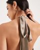 Six Stories Six Stories Bridesmaids satin plunge knot detail open back maxi dress in mocha-Neutral - 2