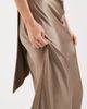 Six Stories Six Stories Bridesmaids satin scarf detailing one shoulder maxi dress in mocha-Neutral - 3