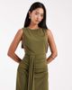 Six Stories Six Stories Bridesmaids stretch high neck sleeveless maxi dress with ruched front in green - 4