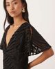 Six Stories Six Stories flutter sleeve v-neck asymmetric dropped hem maxi dress in black burnout - 3