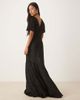 Six Stories Six Stories flutter sleeve v-neck asymmetric dropped hem maxi dress in black burnout - 4