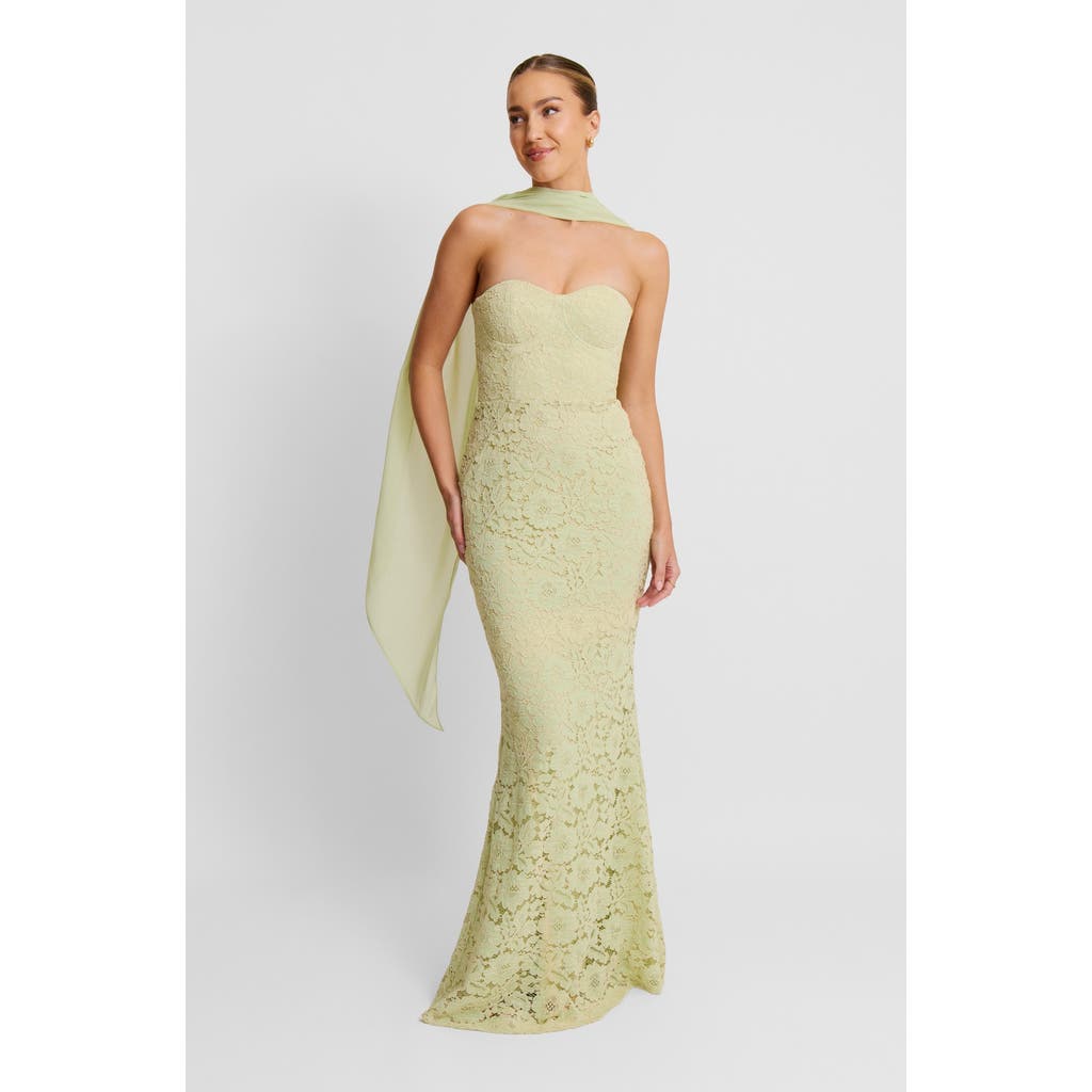 Six Stories Six Stories Lace Corset Maxi Dress With Neck Scarf