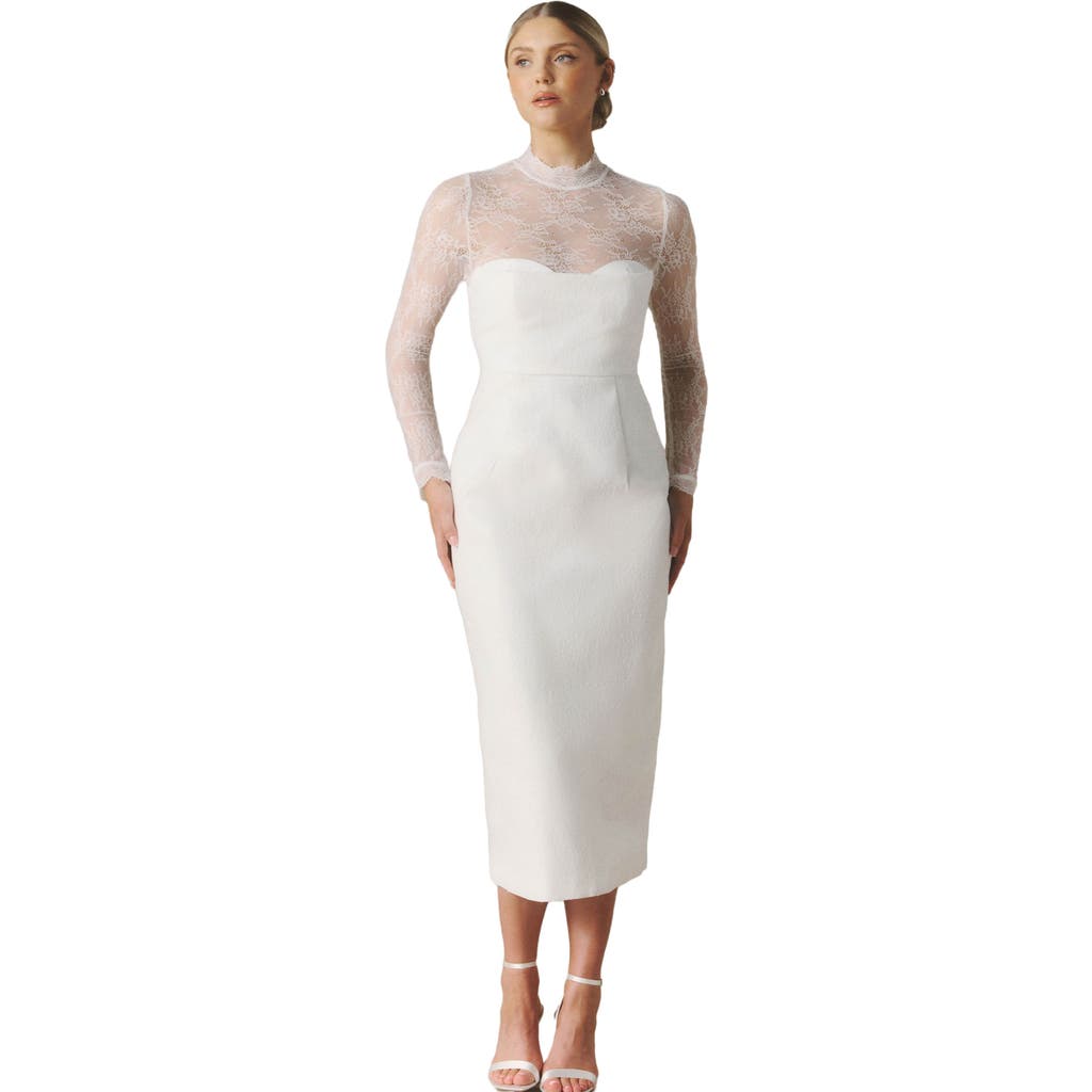 Six Stories Six Stories Lace Sleeve Cup Detail Midi Dress