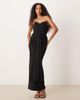 Six Stories Six Stories lace trim structured corset draped detailing maxi dress in black - 1