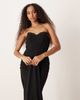 Six Stories Six Stories lace trim structured corset draped detailing maxi dress in black - 3