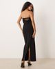 Six Stories Six Stories lace trim structured corset draped detailing maxi dress in black - 4