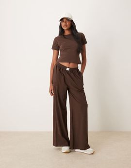 Six Stories Six Stories logo waistband sweatpants in espresso - part of a set-Brown