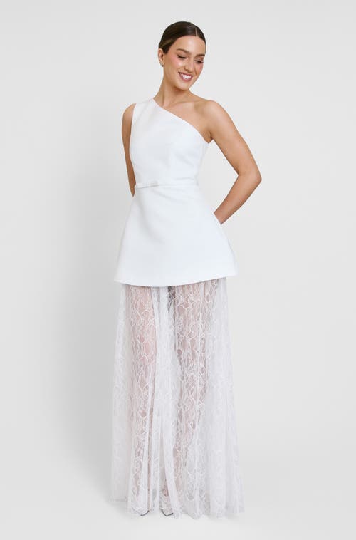 Six Stories Six Stories One Shoulder Satin Lace Skirt Dress