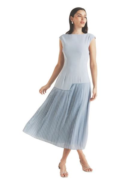 Six Stories Six Stories Pleated Cap Sleeve Maxi Dress