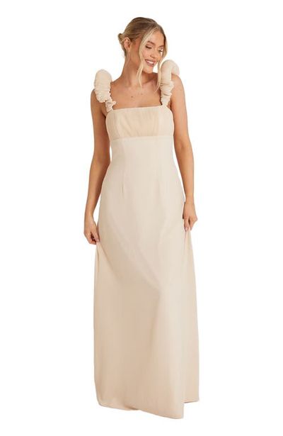 Six Stories Six Stories Pleated Shoulder Bridesmaid Dress