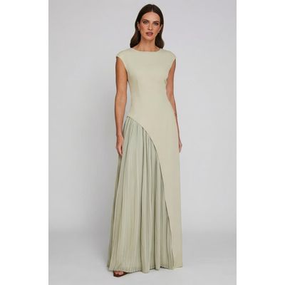 Six Stories Six Stories Pleated Skirt Cap Sleeve Maxi Dress