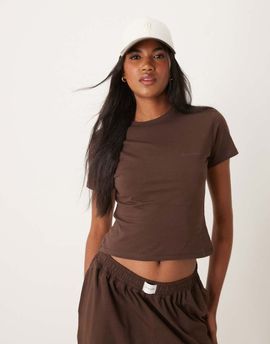 Six Stories Six Stories soft baby tee in espresso - part of a set-Brown