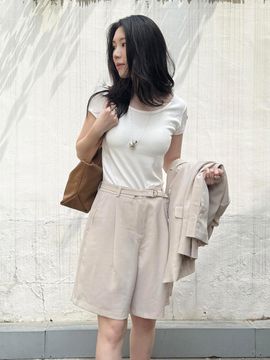 Siyazu Airy Summer Half Slacks Trousers (SIPT7155) [Light beige]