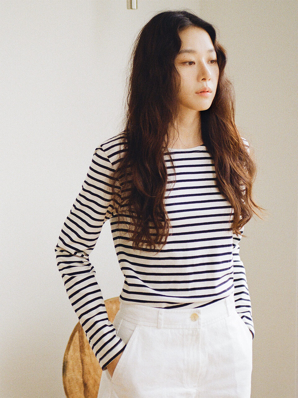 Siyazu Boat Neck Stripe T-shirt_Navy