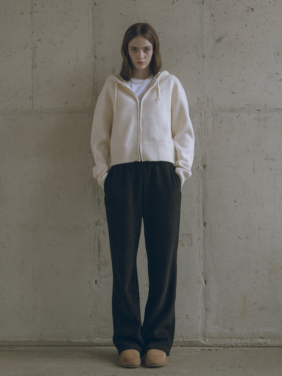 Siyazu Brushed Ribbed Sweatpants - Black