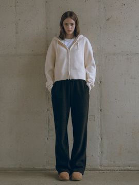 Siyazu Brushed Ribbed Sweatpants - Black