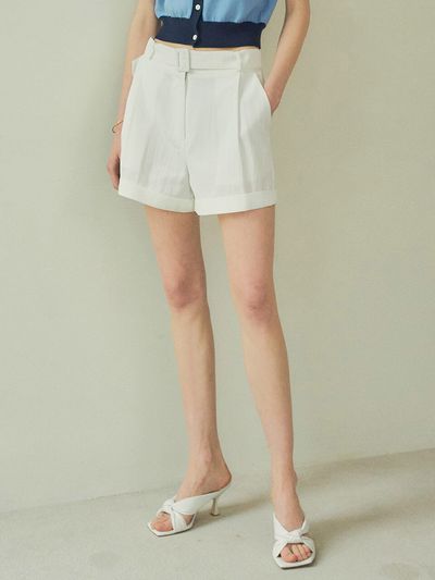 Siyazu Cabra Belt Color Short Pants _White