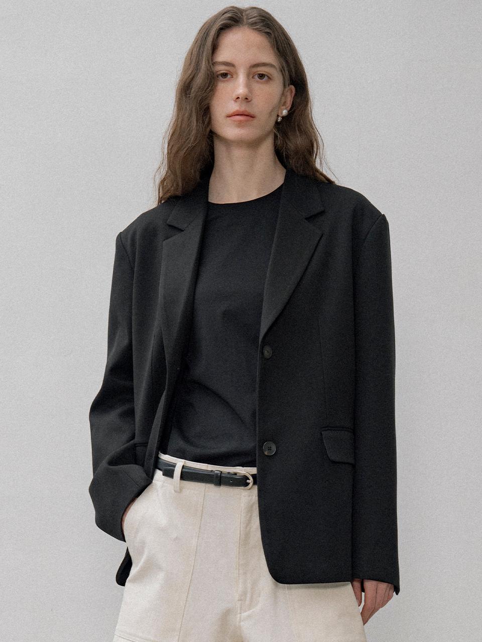 Siyazu Classic Twill Oversized Blazer [Black] (SIOT4137)