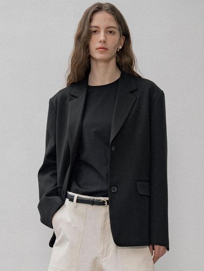 Siyazu Classic Twill Oversized Blazer [Black] (SIOT4137)