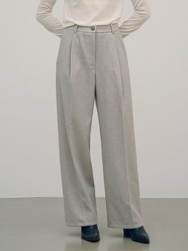 Siyazu Essential One Tuck Brushed Slacks - Ash Beige
