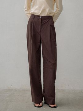 Siyazu Half Elastic Waist Lightweight Single Pleat Pants [Burgundy] (SIPT7142)