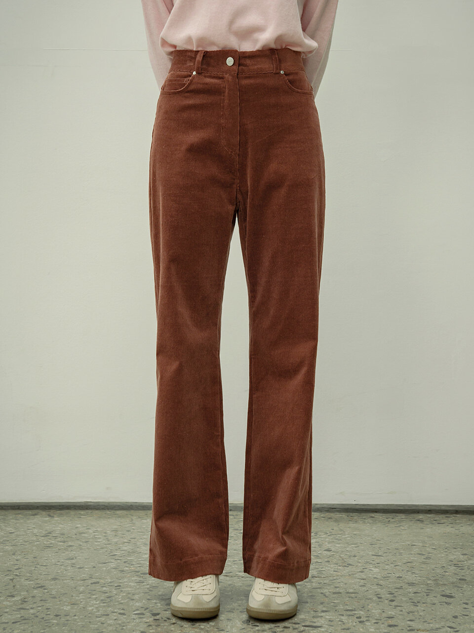 Siyazu High Waist Corduroy Pants (Burgundy)