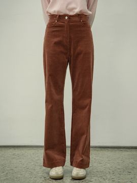 Siyazu High Waist Corduroy Pants (Burgundy)