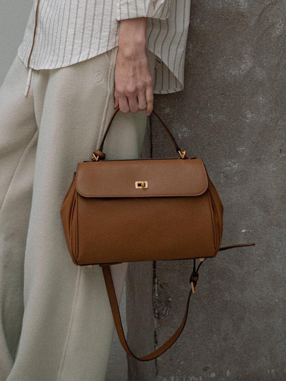 Siyazu Leather Embossed Michelle Shoulder Bag [Brown] (SIAC3061)