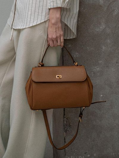 Siyazu Leather Embossed Michelle Shoulder Bag [Brown] (SIAC3061)