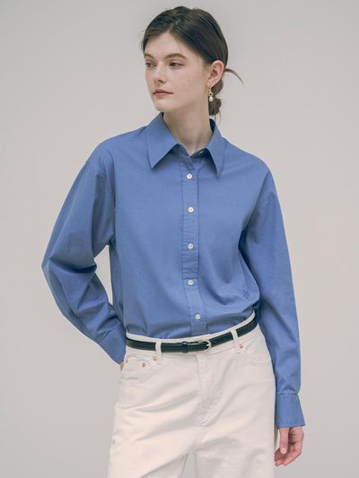 Siyazu Loosefit Silky Oxford Shirt_Deep Blue