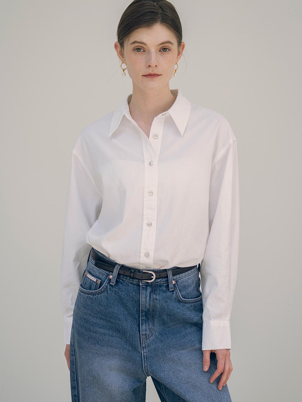 Siyazu Loosefit Silky Oxford Shirt_White