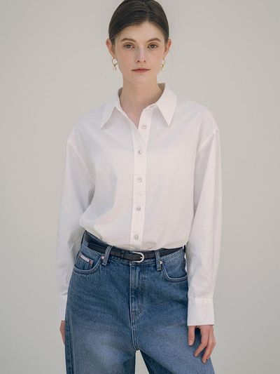 Siyazu Loosefit Silky Oxford Shirt_White