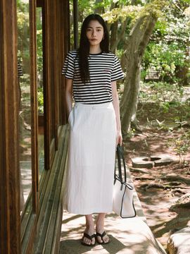 Siyazu Minimal Airy Long Skirt (SIST9049) [White]