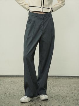 Siyazu Muse Two Tuck Wide Slacks (Charcoal)