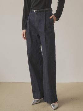 Siyazu No Fade Wide Denim Slacks - Indigo