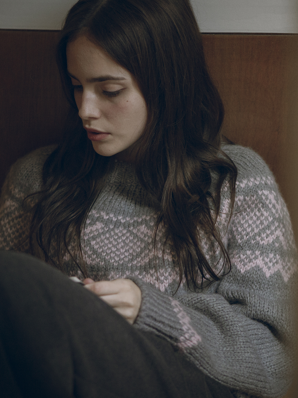Siyazu Oversized Alpaca Nordic Sweater - Gray