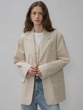 Siyazu Oversized Fit Washed Blazer [Light beige] (SIOT4136)