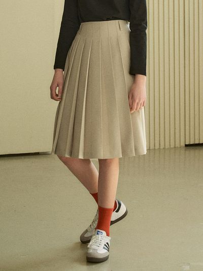 Siyazu Pleats Skirt_Ash Beige