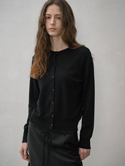 Siyazu Regular Fit Silky Knit Cardigan [Black] (SIKN2138)