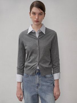 Siyazu Regular Fit Silky Knit Cardigan [Dark gray] (SIKN2138)