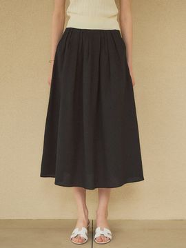 Siyazu Seersucker Flared Skirt _Black