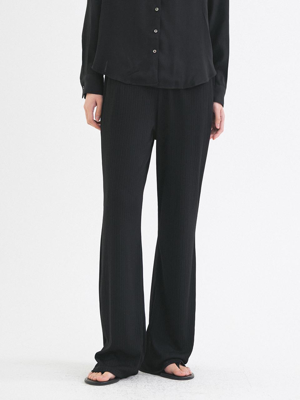 Siyazu Semi Boot-Cut Elastic Pleated Pants (SIPT7156) [Black]