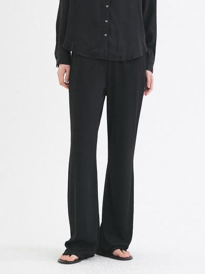 Siyazu Semi Boot-Cut Elastic Pleated Pants (SIPT7156) [Black]