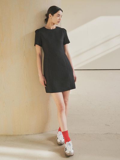 Siyazu SIA8023 Puff Tweed Dress_Black