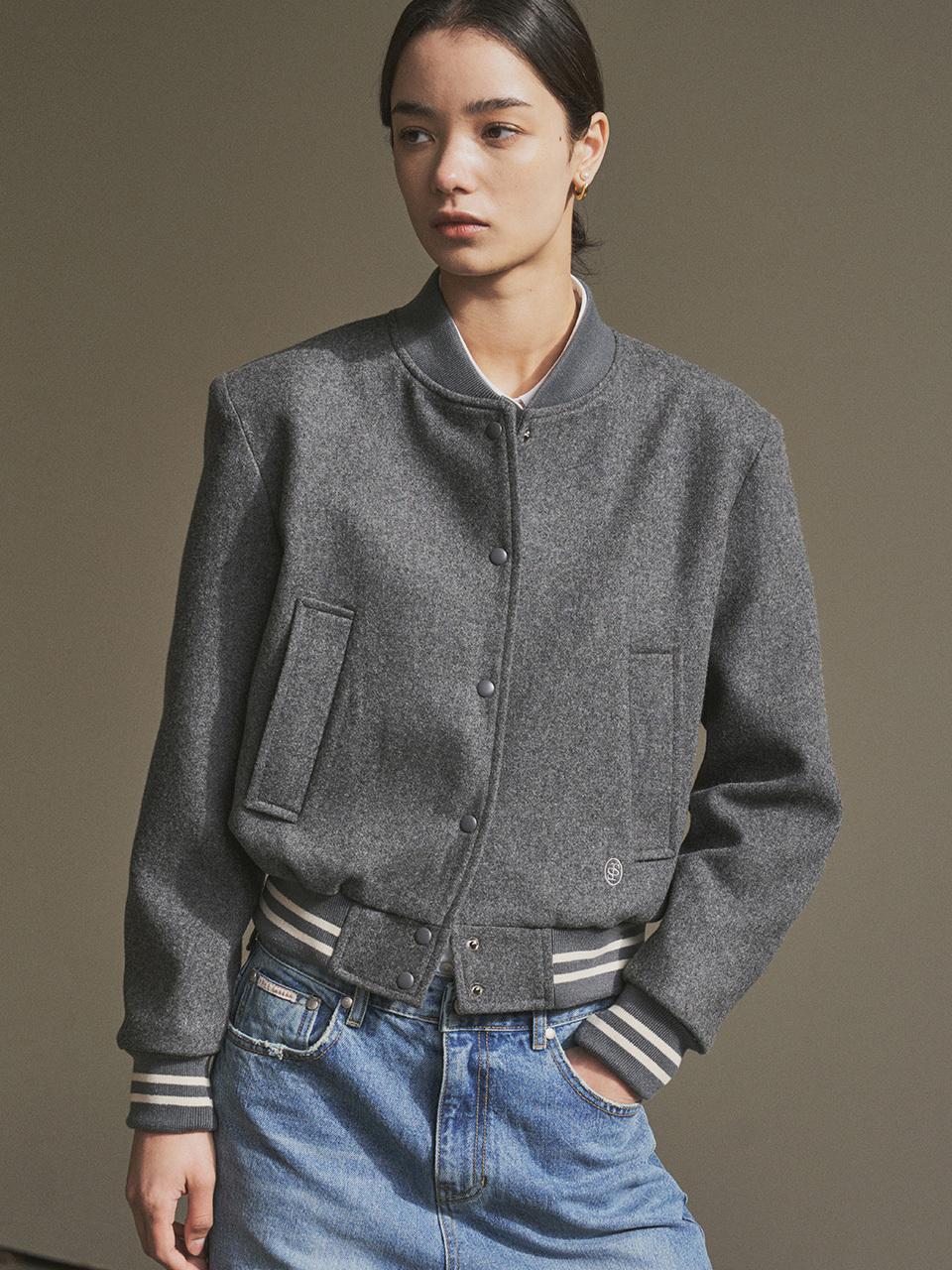 Siyazu SIOT4098 Overfit Varsity Jacket_Charcoal
